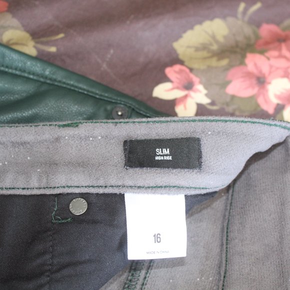 Express Green Leather Pants - Picture 3 of 4